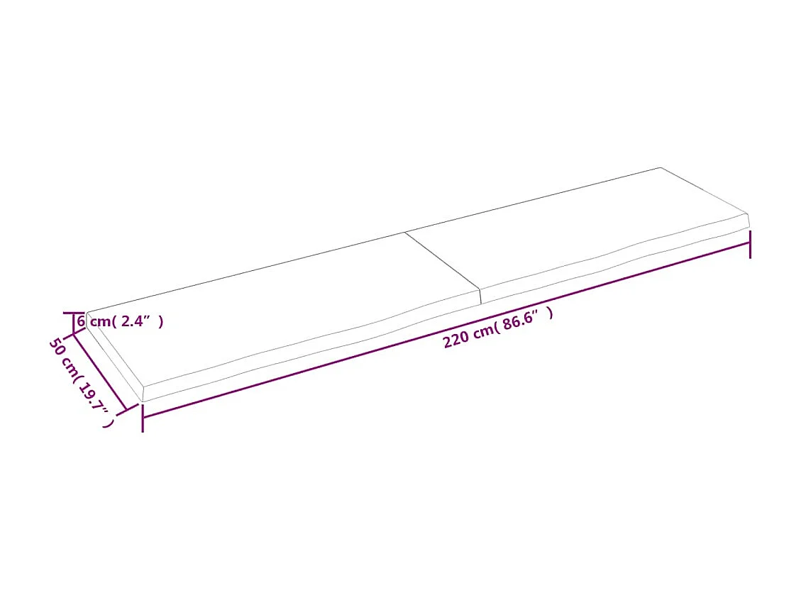 Mobile bagno 220x50x(2-6)cm legno massello non trattato