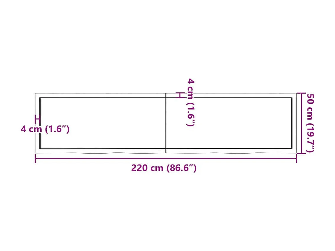 Mobile bagno 220x50x(2-6)cm legno massello non trattato