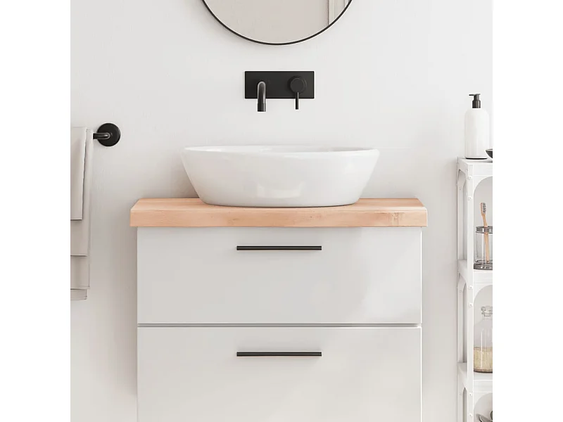 Comptoir de salle de bain 80x30x(2-6) cm bois massif non traité