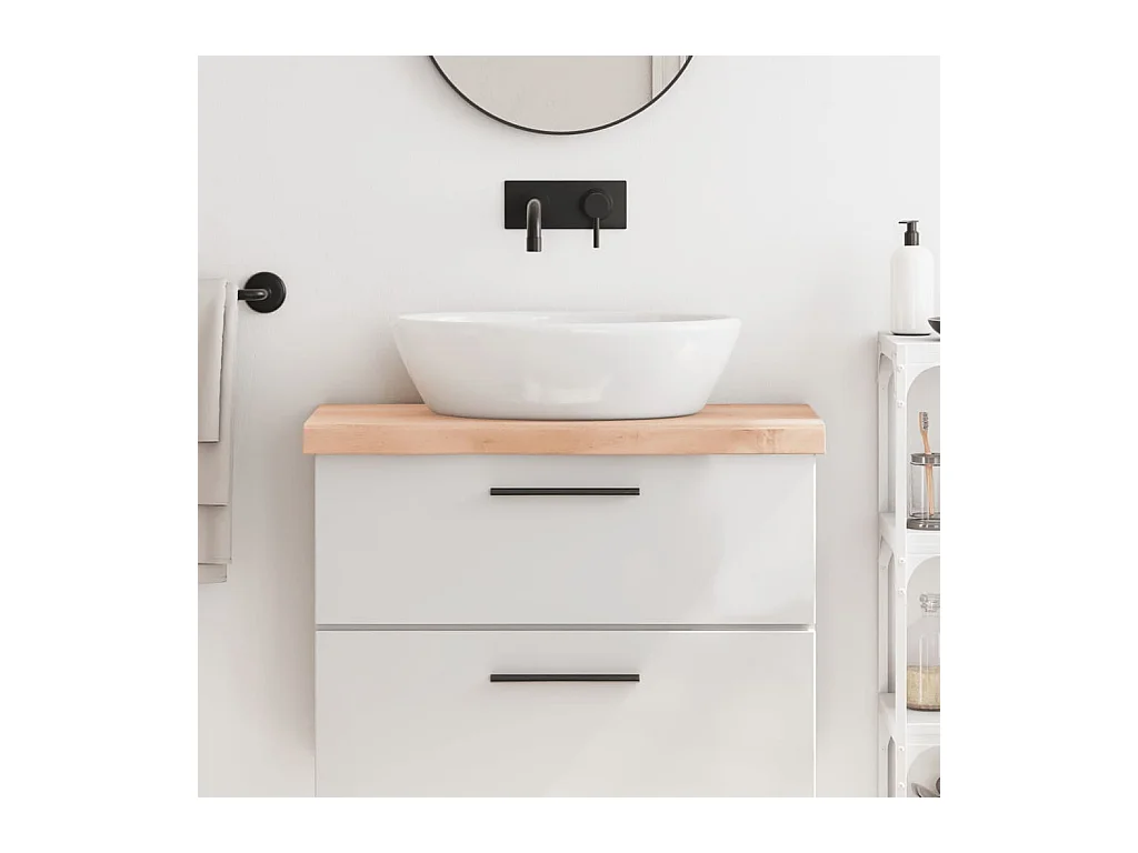 Comptoir de salle de bain 80x30x(2-6) cm bois massif non traité