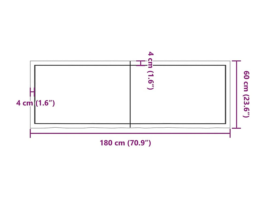 Comptoir de salle de bain marron foncé bois massif traité