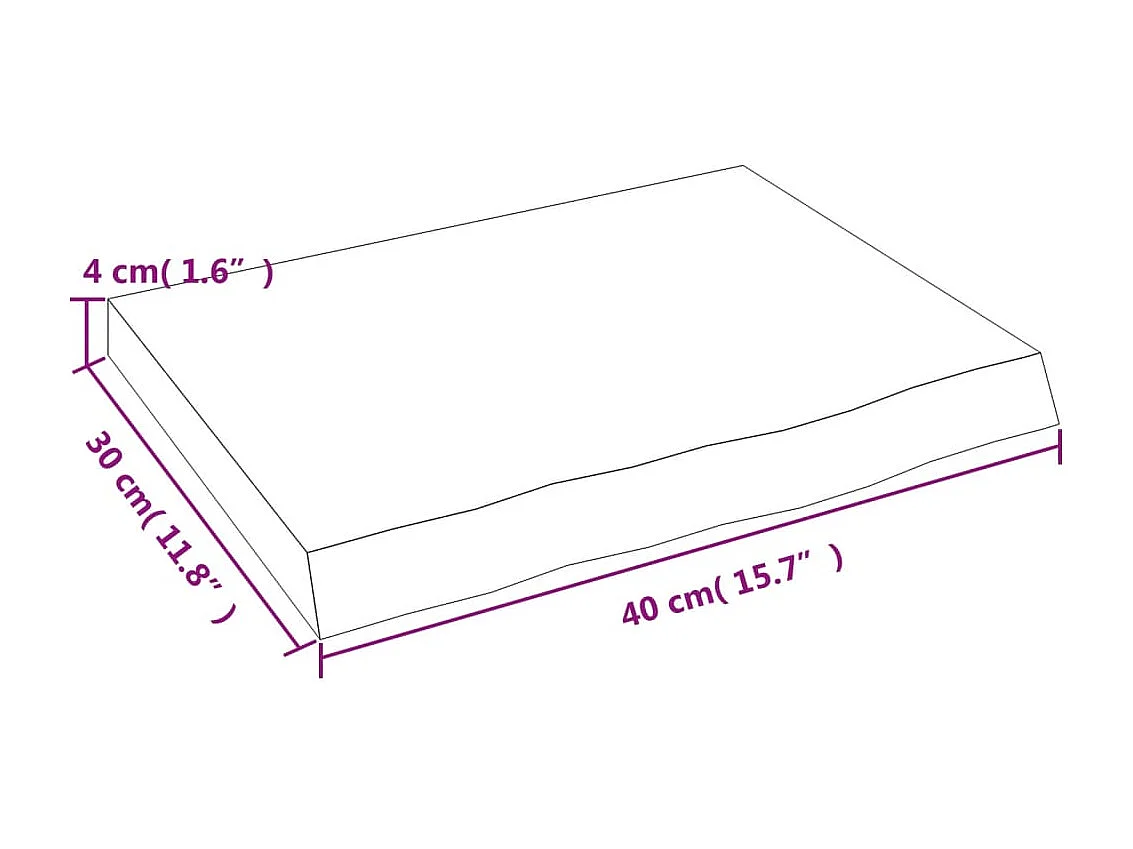 Mobile bagno 40x30x(2-4) cm in legno massello non trattato
