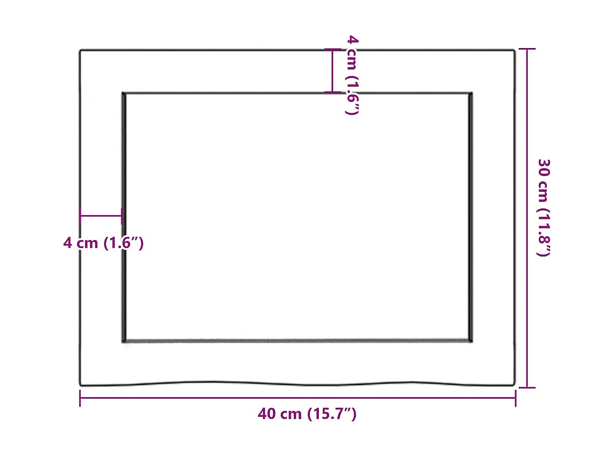 Mobile bagno 40x30x(2-4) cm in legno massello non trattato