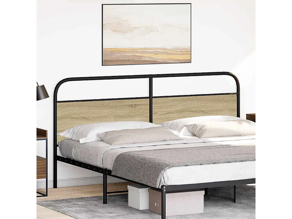 Tête de lit chêne sonoma 180 cm acier et bois d'ingénierie