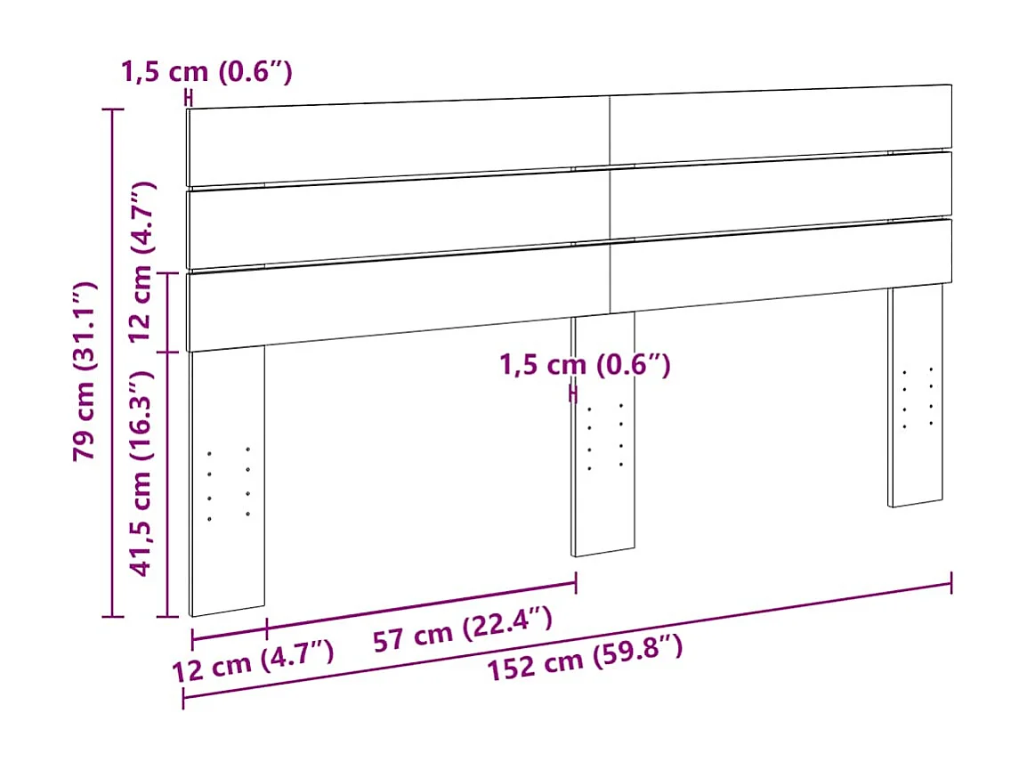 Tête de lit 150 cm bois massif de chêne