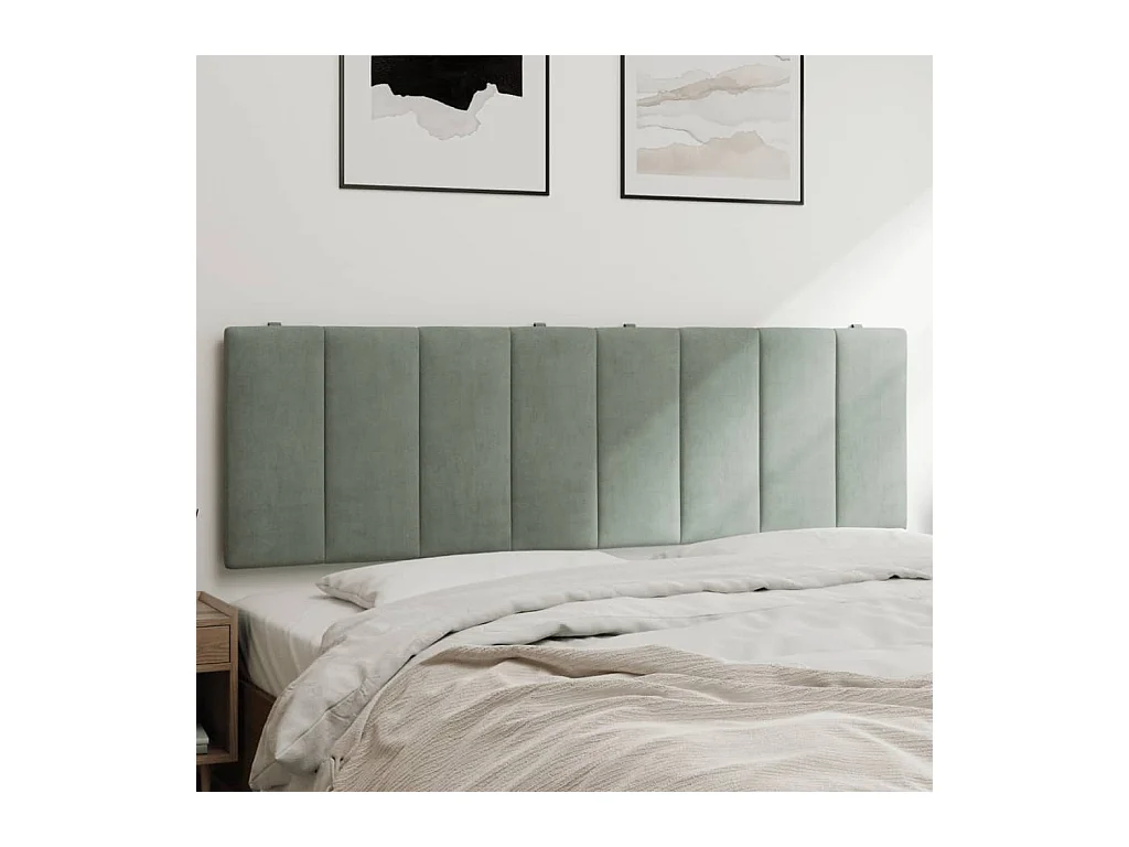 Coussin de tête de lit gris clair 160 cm velours