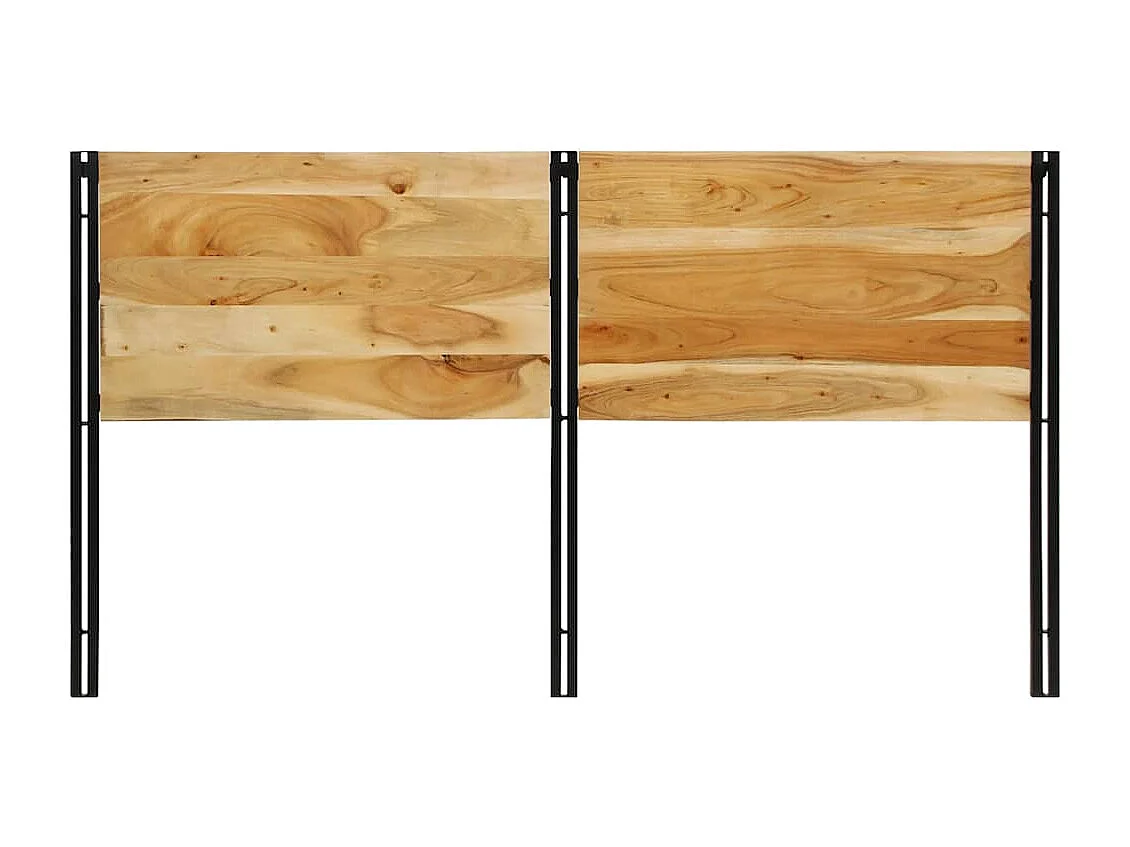 Tête de lit 180 cm bois massif d'acacia et fer