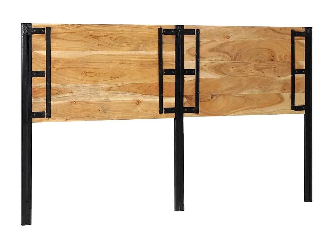 Tête de lit 180 cm bois massif d'acacia et fer
