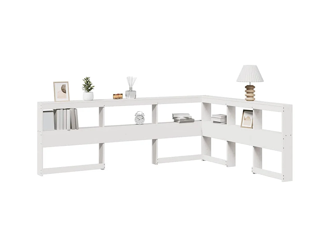 Cabecero librería en forma de L 135 cm madera maciza de pino