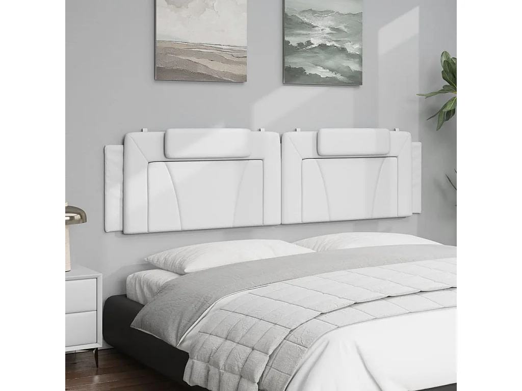 Coussin de tête de lit blanc 200 cm similicuir