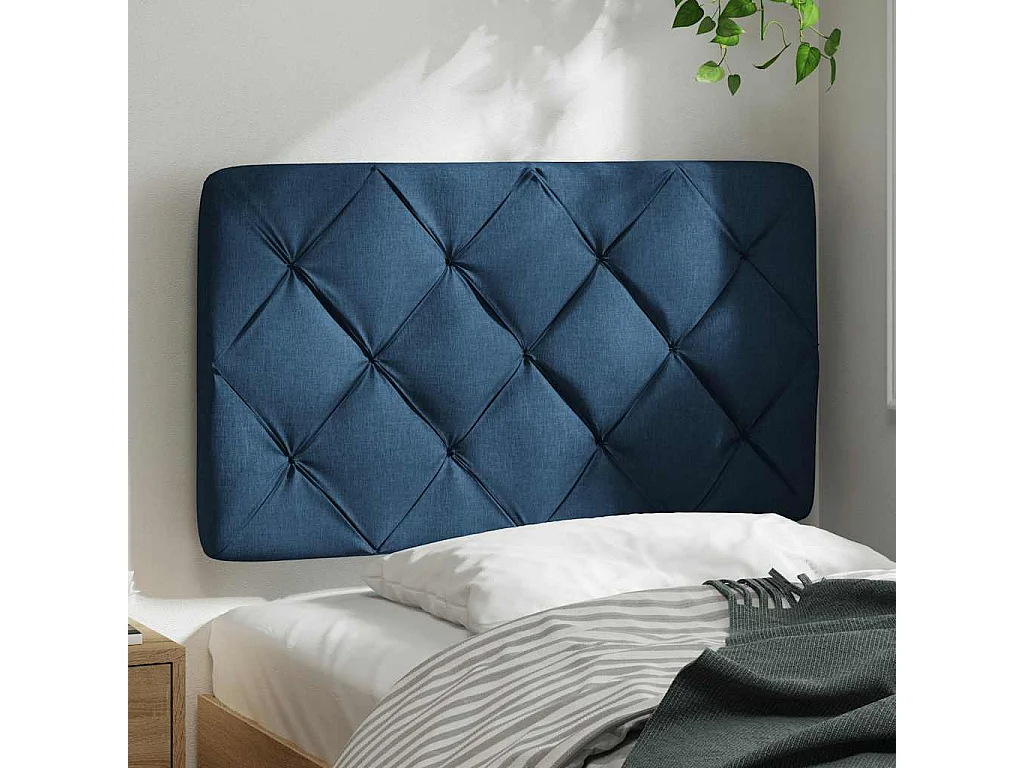 Coussin de tête de lit bleu 80 cm tissu