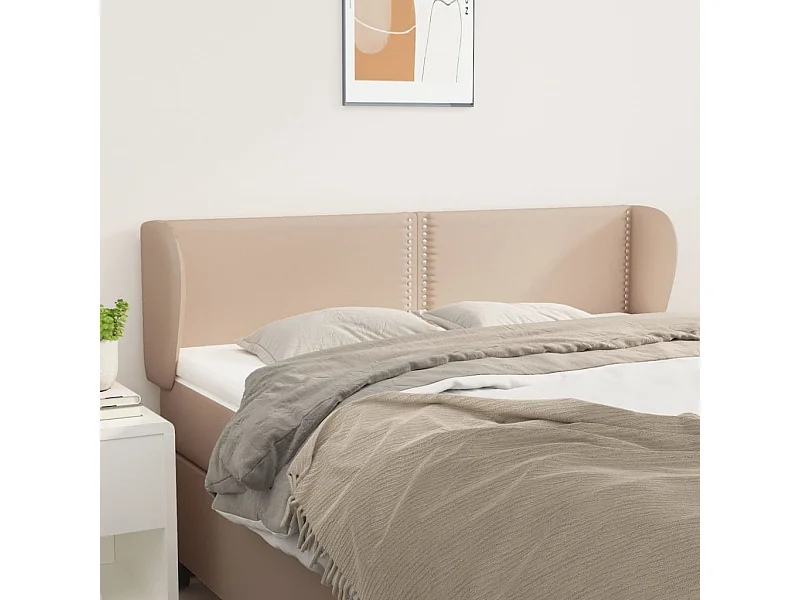 Cabecero con orejas Cappuccino 147x23x78/88 cm Piel sintética