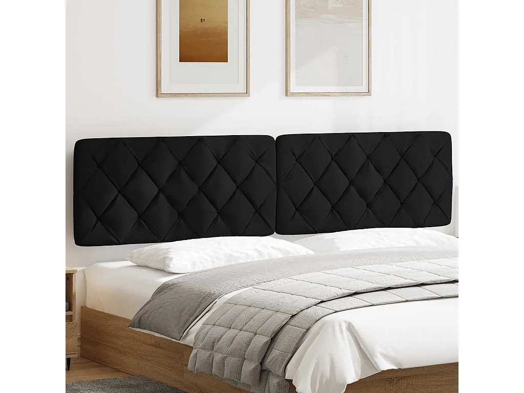Coussin de tête de lit noir 200 cm tissu