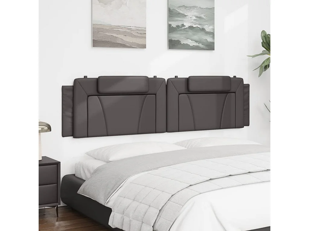Coussin de tête de lit gris 200 cm similicuir