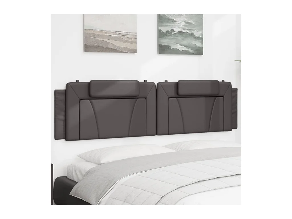 Coussin de tête de lit gris 200 cm similicuir