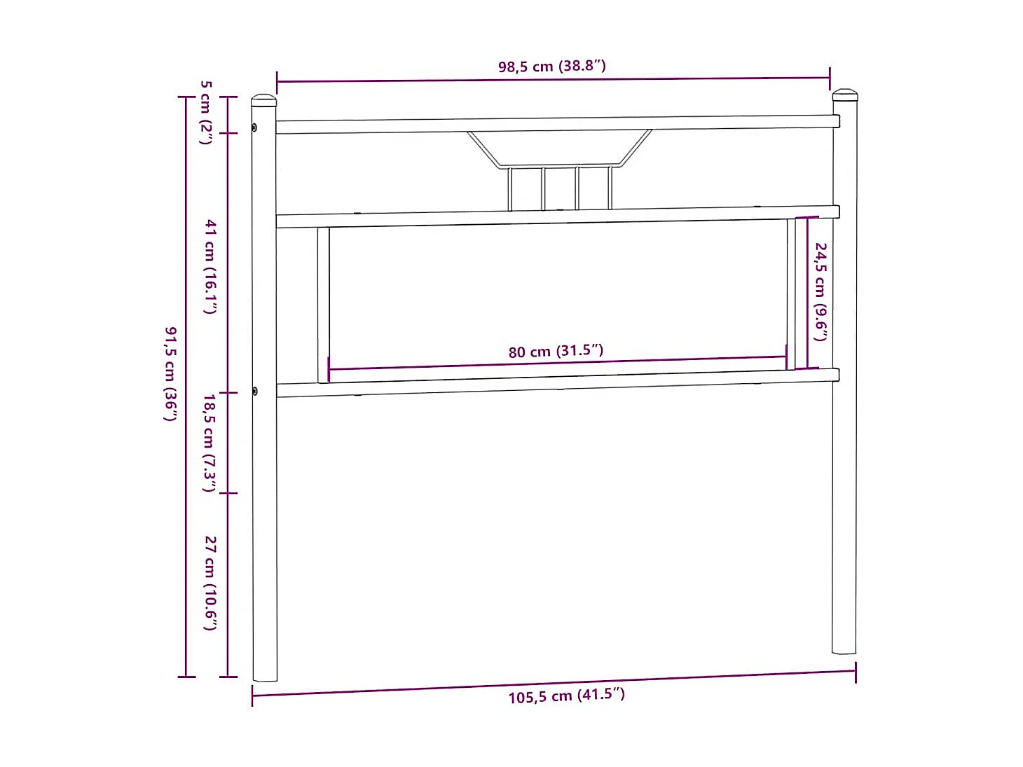 Tête de lit chêne fumé 100 cm bois d'ingénierie et acier