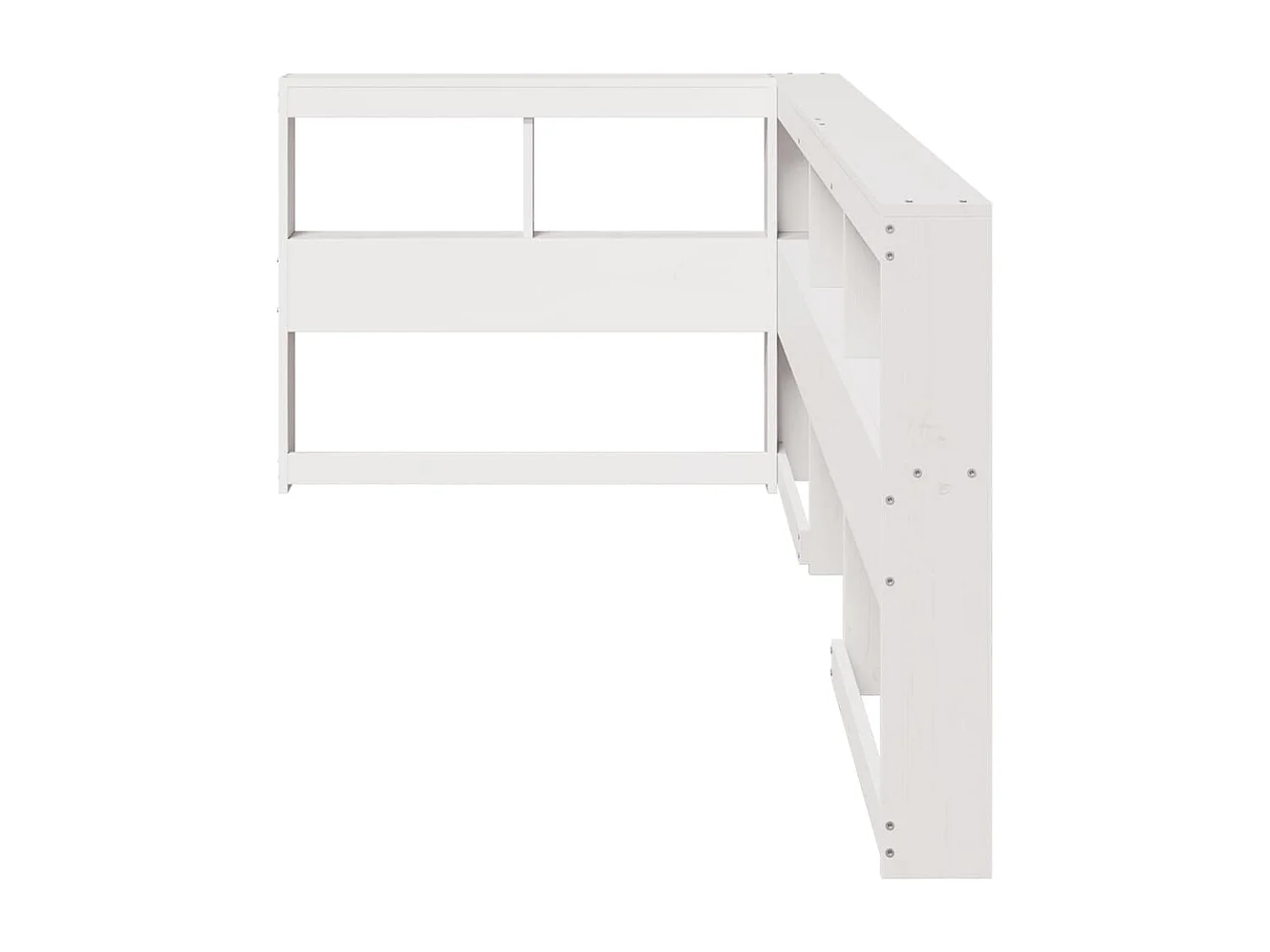 L-förmiges Bücherregal-Kopfteil aus massivem Kiefernholz