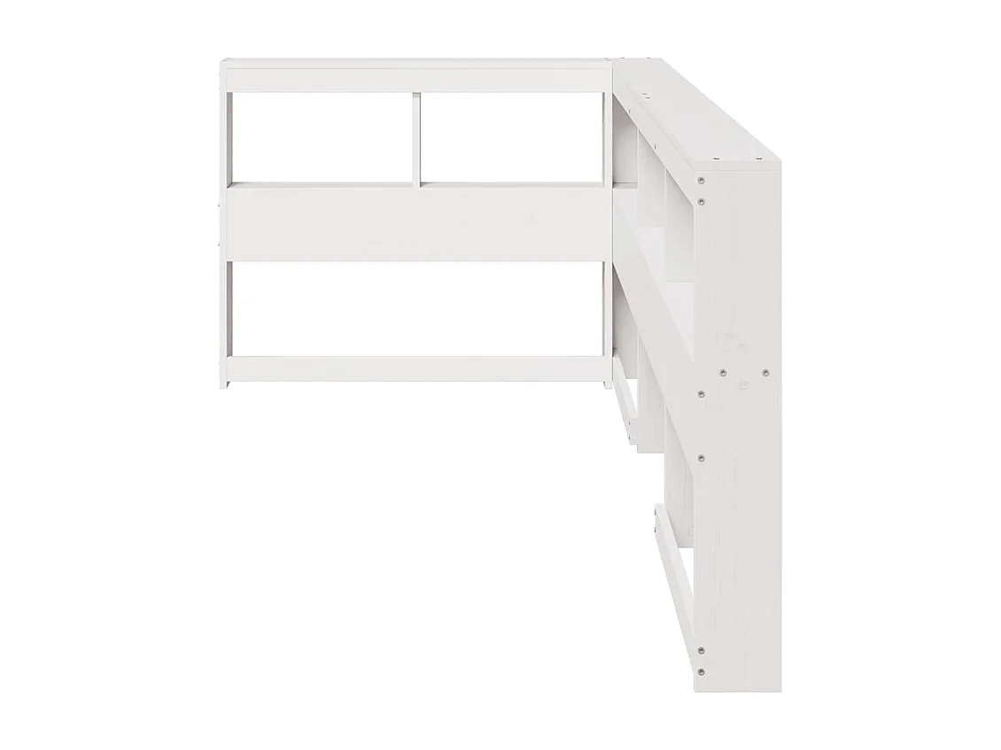 L-förmiges Bücherregal-Kopfteil aus massivem Kiefernholz