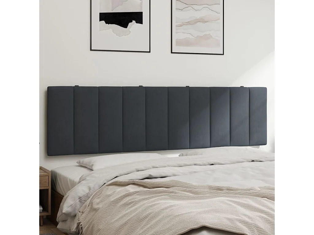 Coussin de tête de lit gris foncé 180 cm velours