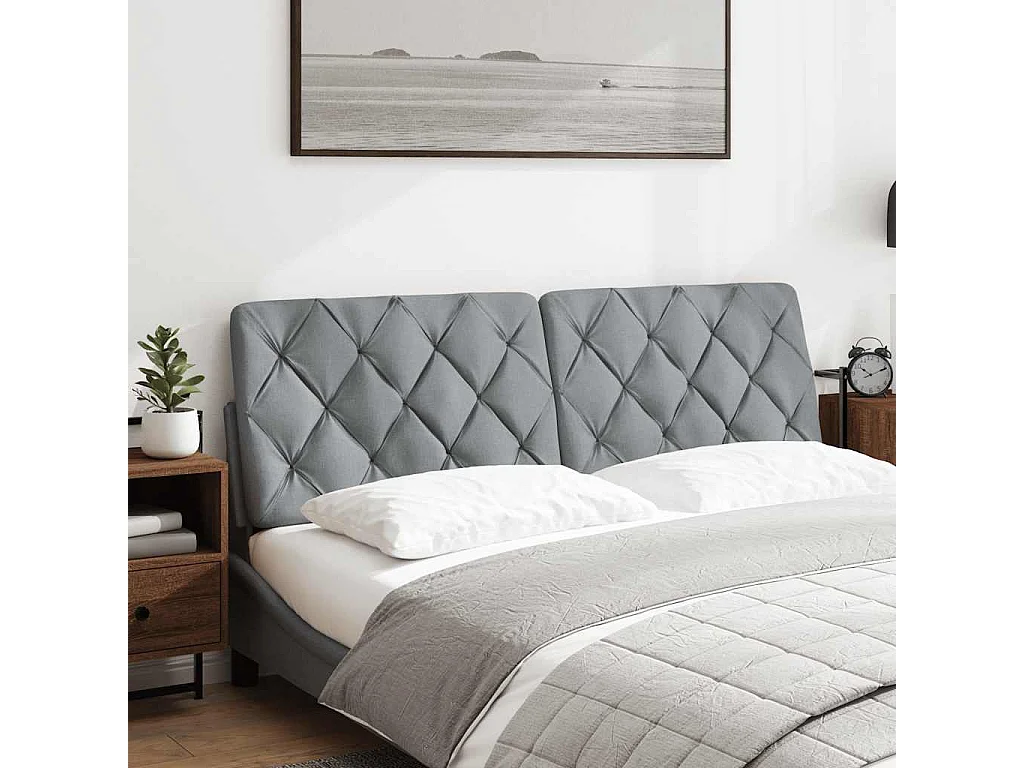 Cojín cabecero de cama tejido gris claro 160 cm