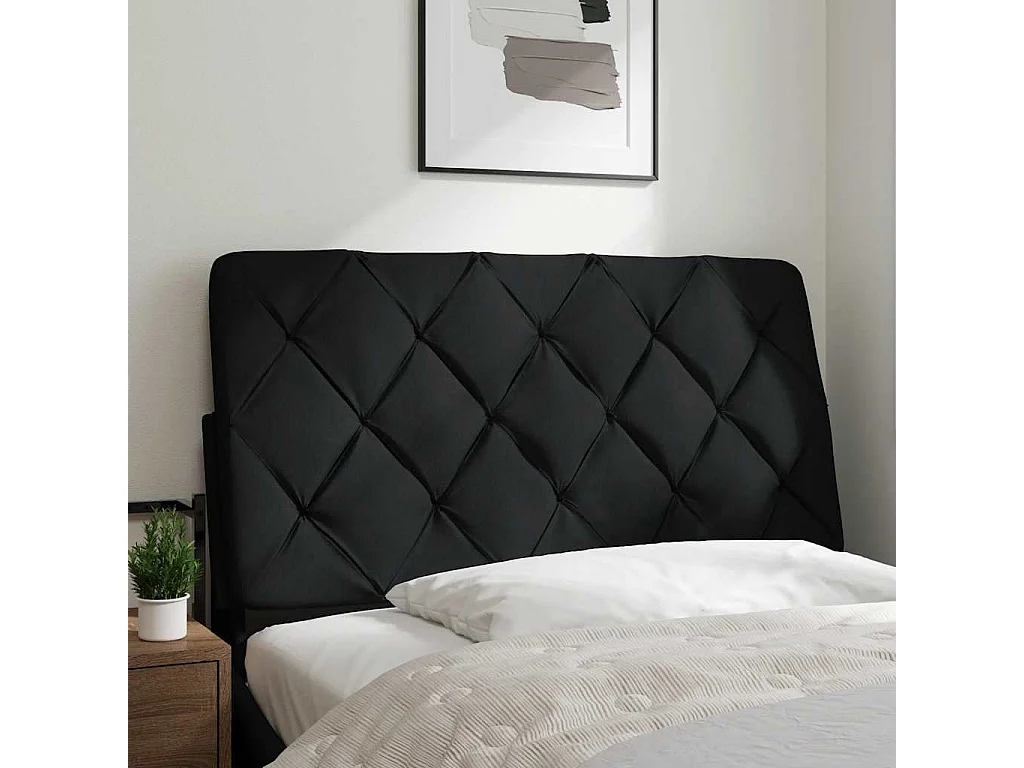 Cojín cabecero de cama negro tejido 100 cm