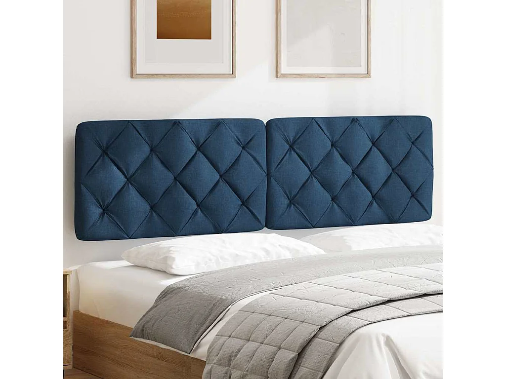 Coussin de tête de lit bleu 180 cm tissu
