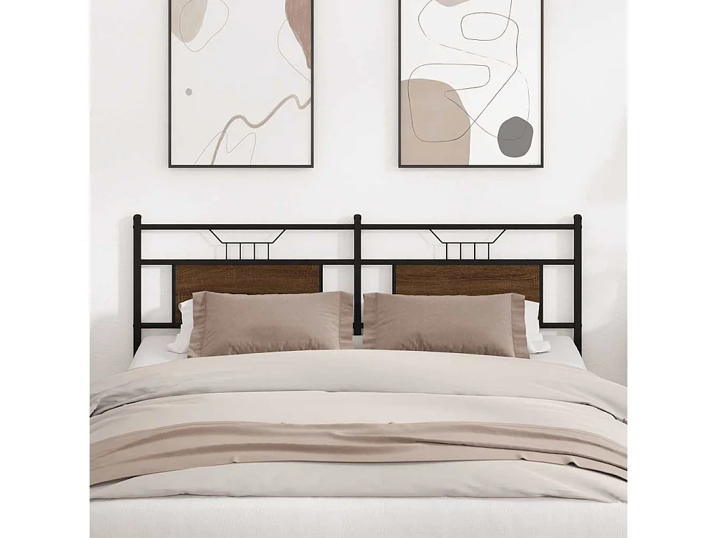 Kopfteil aus brauner Eiche, 160 cm, Holzwerkstoff und Stahl