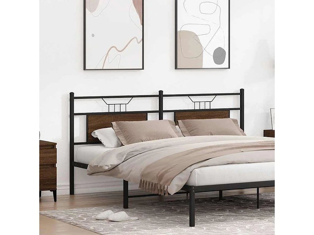 Kopfteil aus brauner Eiche, 160 cm, Holzwerkstoff und Stahl