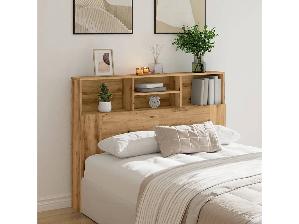 Armoire de tête de lit chêne artisanal 140x19x103,5 cm