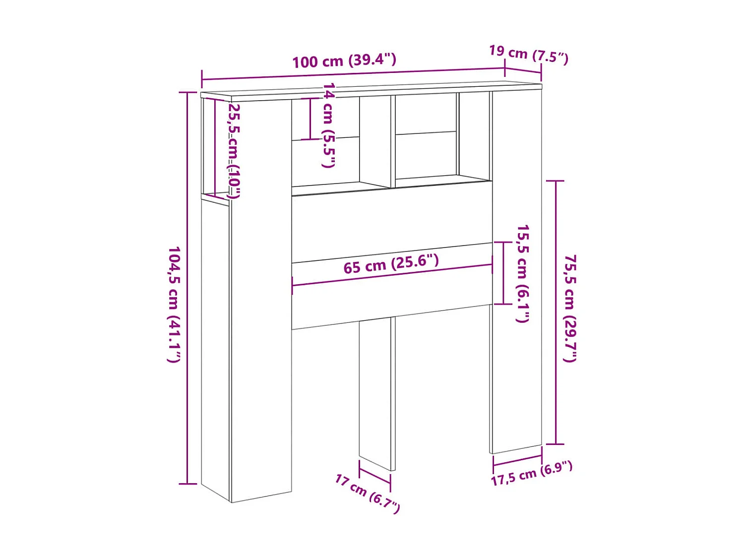 Armoire de tête de lit vieux bois 100x19x104,5 cm