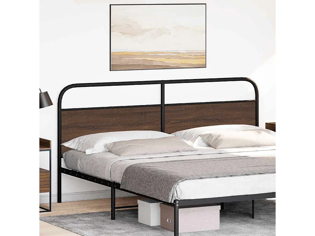 Tête de lit chêne marron 200 cm acier et bois d'ingénierie