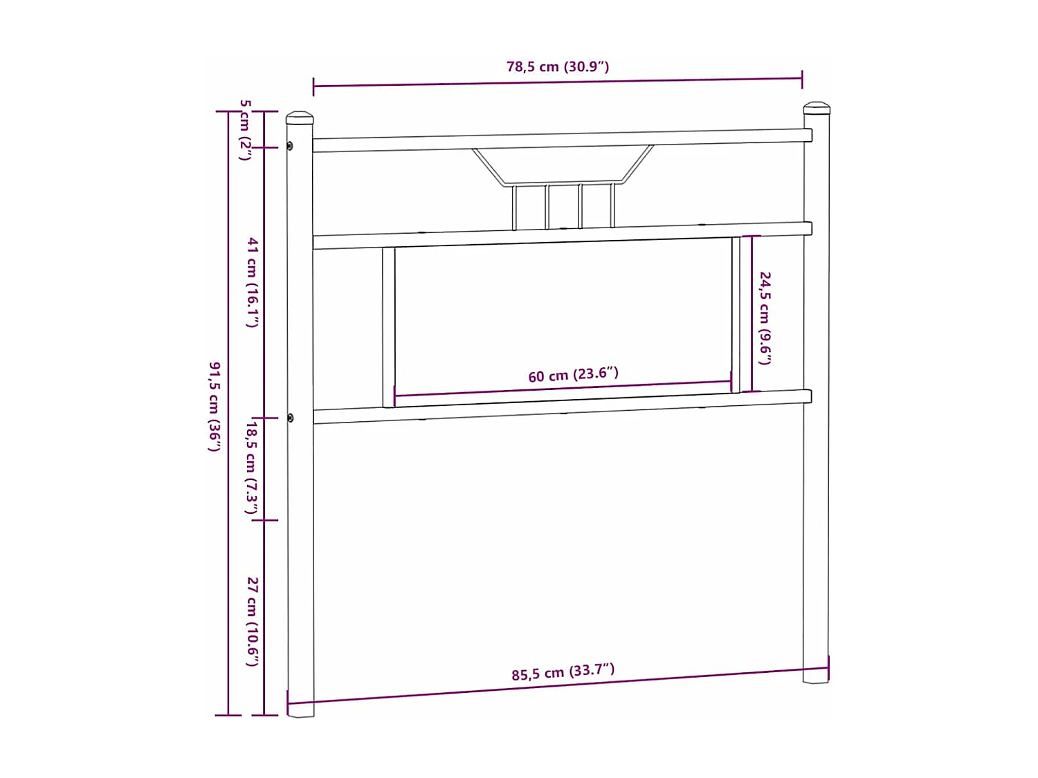 Tête de lit chêne fumé 80 cm bois d'ingénierie et acier