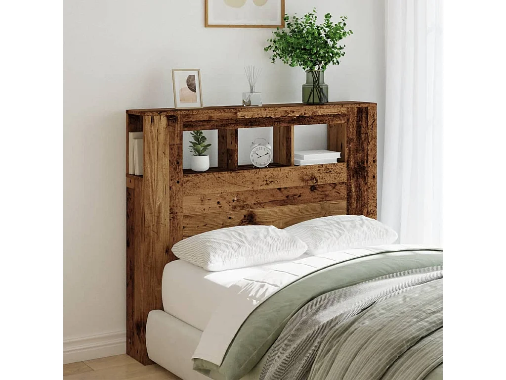 Tête de lit à LED vieux bois 120x18,5x103,5cm bois d'ingénierie