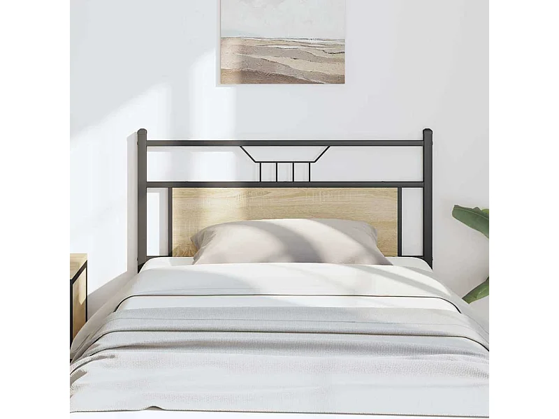 Tête de lit chêne sonoma 107 cm bois d'ingénierie et acier
