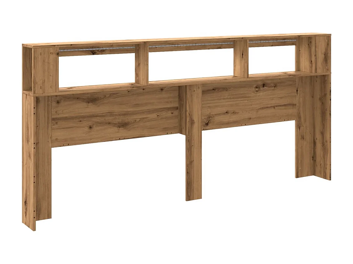 Tête de lit à LED chêne artisanal 220x18,5x103,5 cm