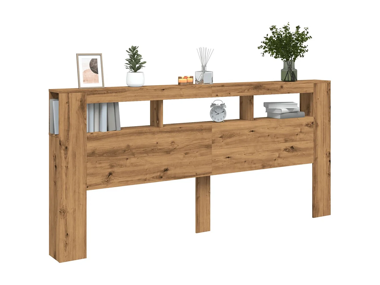 Tête de lit à LED chêne artisanal 220x18,5x103,5 cm