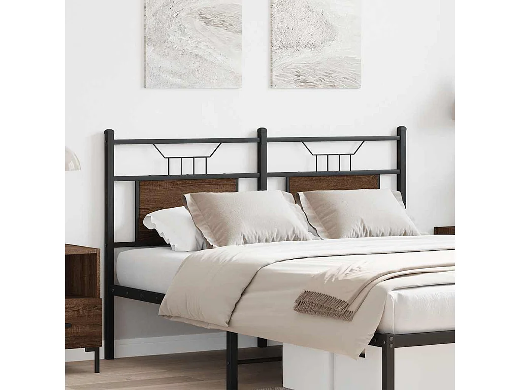 Tête de lit chêne marron 150 cm bois d'ingénierie et acier