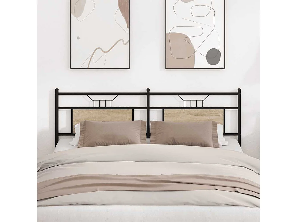 Tête de lit chêne sonoma 160 cm bois d'ingénierie et acier