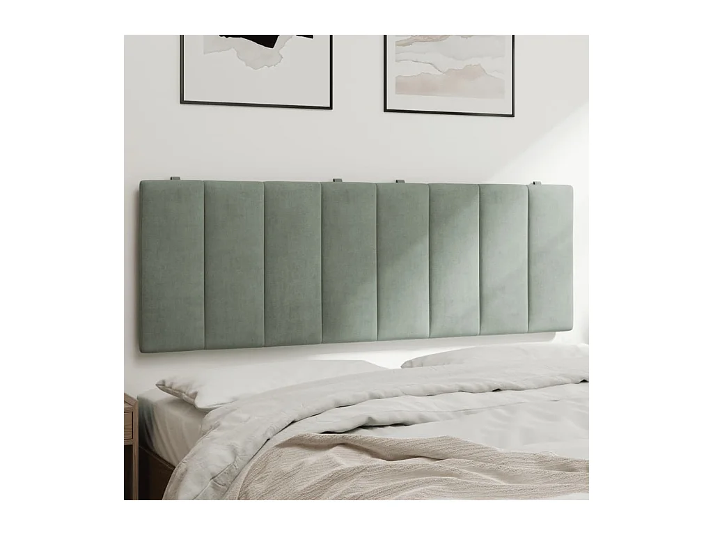 Coussin de tête de lit gris clair 120 cm velours