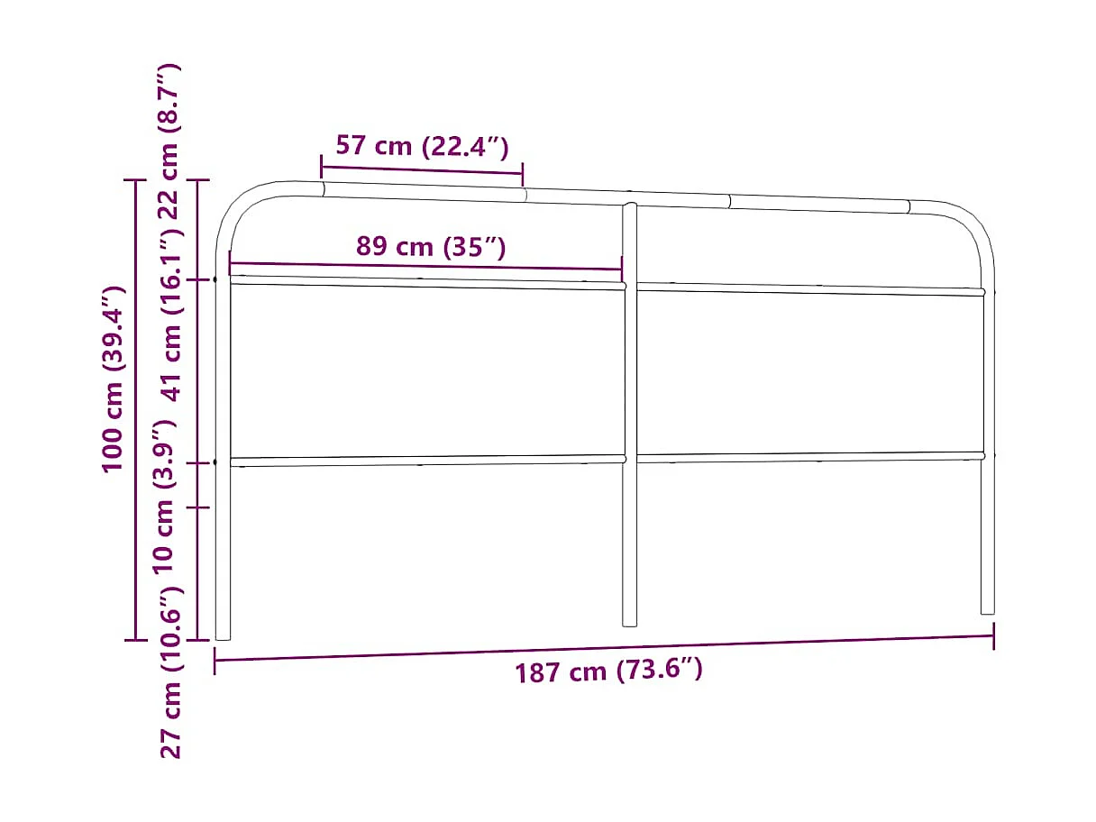 Tête de lit chêne fumé 180 cm acier et bois d'ingénierie
