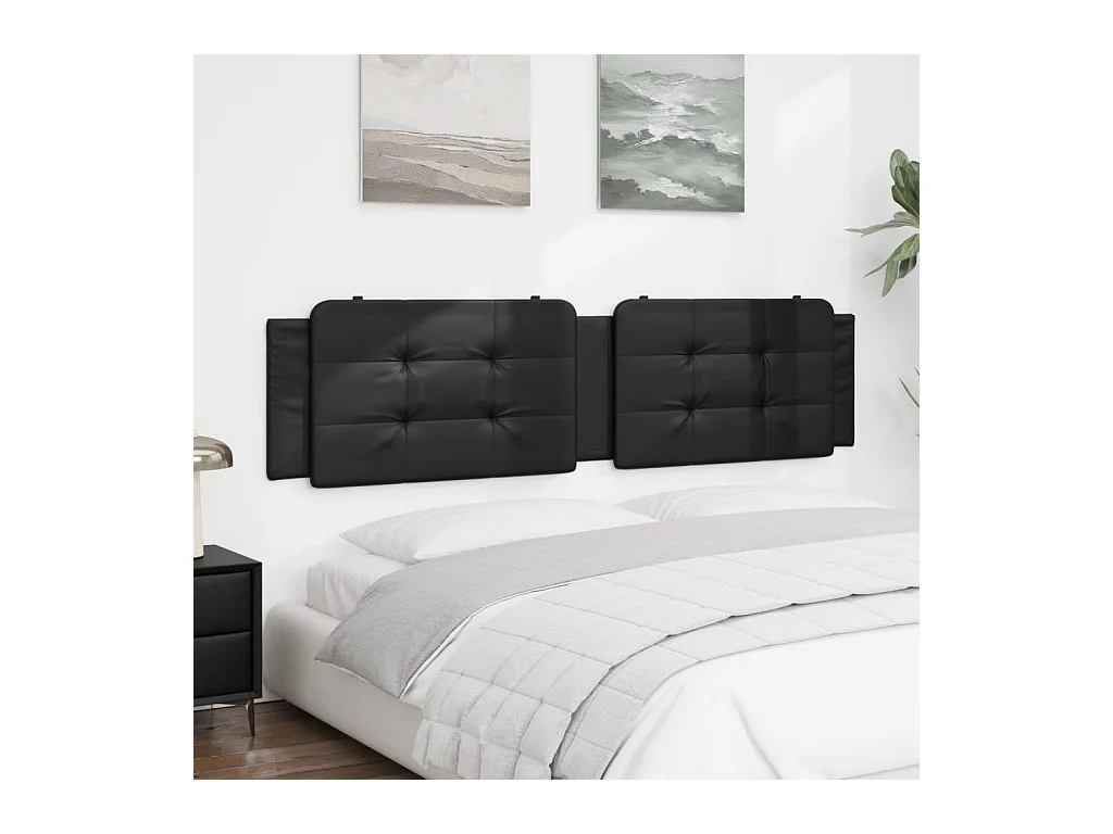 Coussin de tête de lit noir 200 cm similicuir