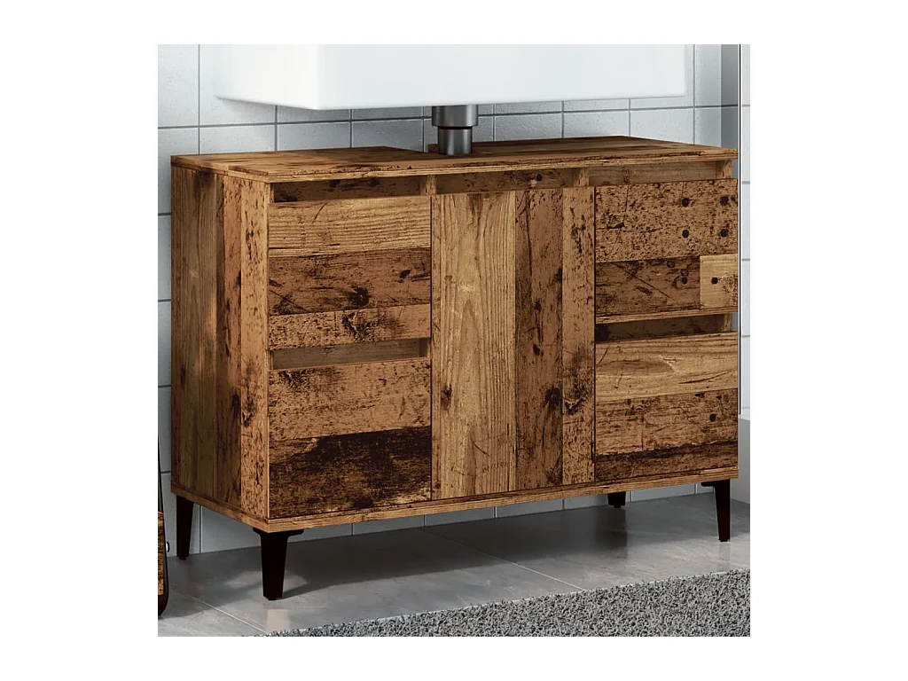 Altholz Waschbeckenunterschrank 80x33x60 cm Holzwerkstoff