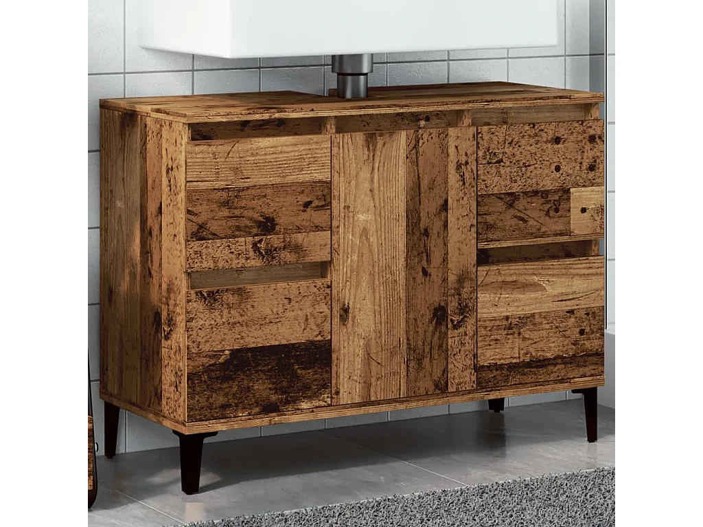 Mueble lavabo de madera antiguo 80x33x60 cm madera contrachapada