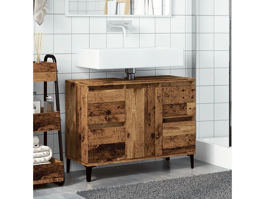 Mueble lavabo de madera antiguo 80x33x60 cm madera contrachapada