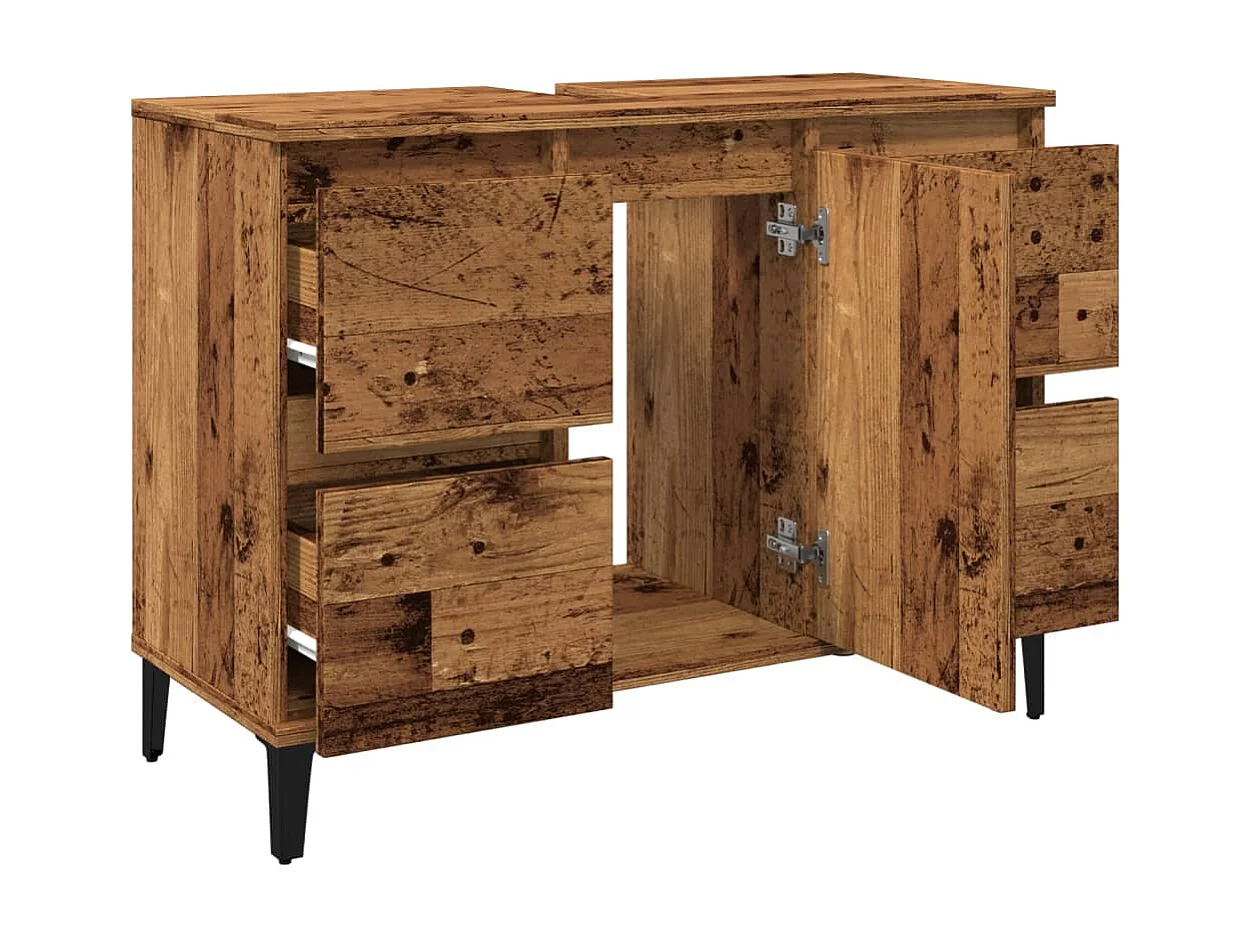 Mueble lavabo de madera antiguo 80x33x60 cm madera contrachapada