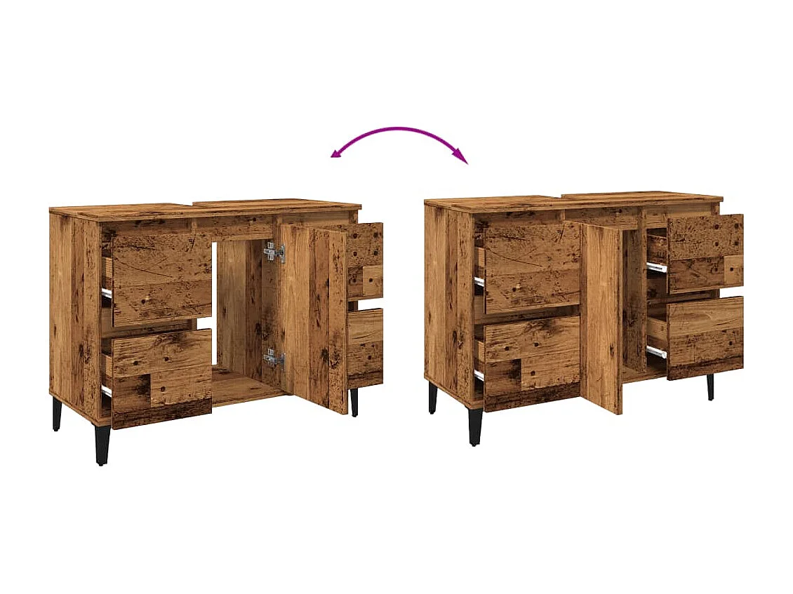 Mueble lavabo de madera antiguo 80x33x60 cm madera contrachapada