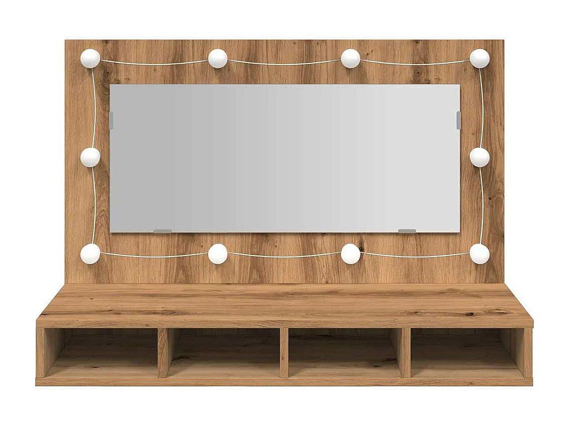 Spiegelkast met LED handgemaakt eiken 90x31.5x62 cm