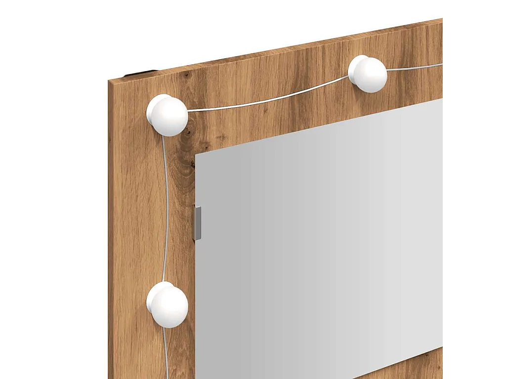 Spiegelkast met LED handgemaakt eiken 90x31.5x62 cm