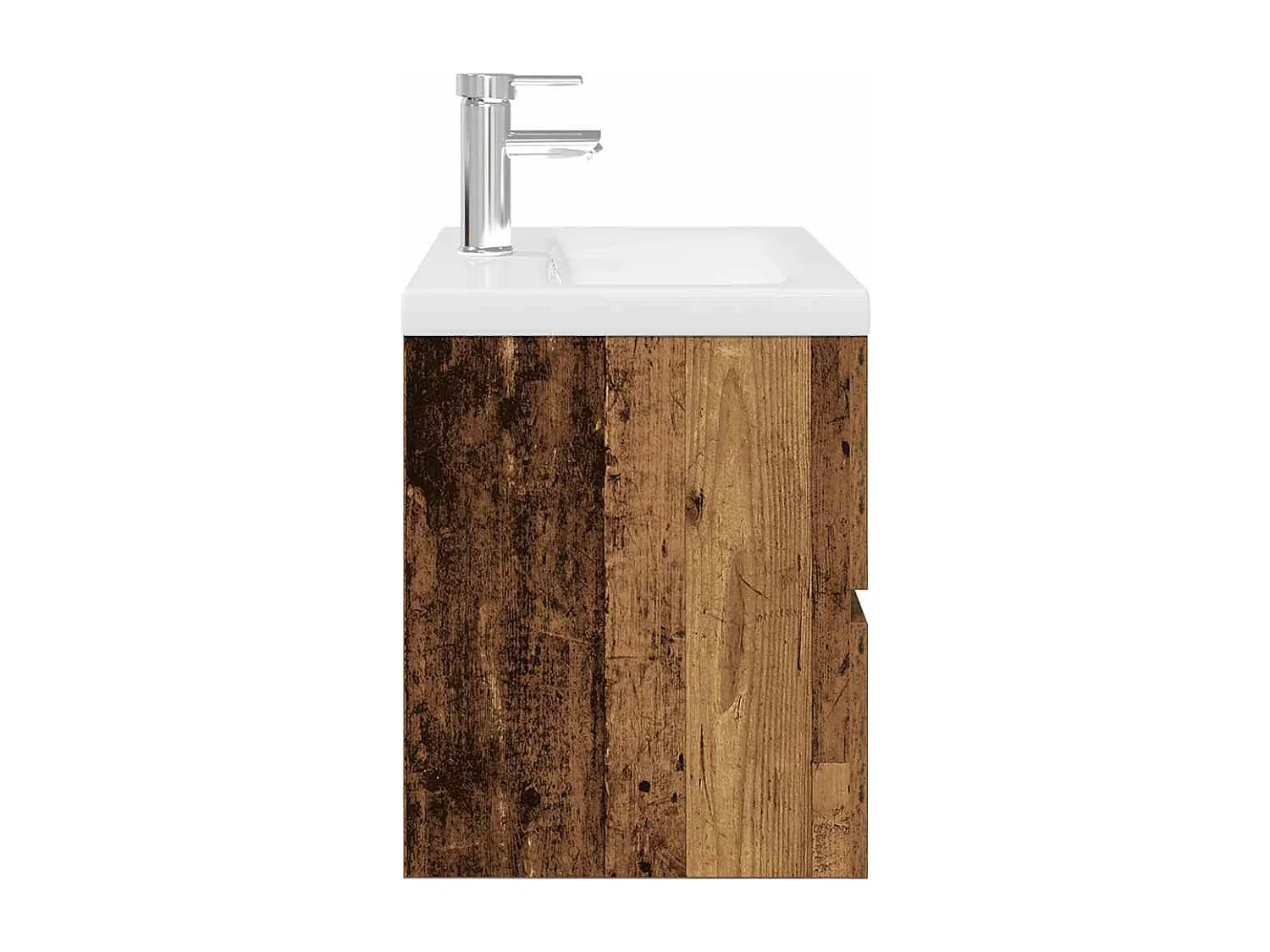 Meuble lavabo avec bassin et robinet intégrés vieux bois