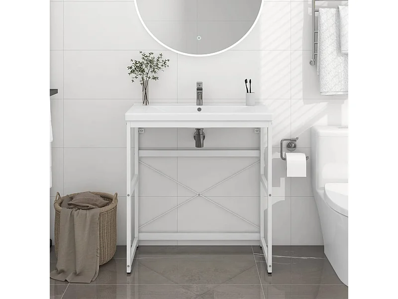 Marco para lavabo de baño Blanco 79x38x83 cm Hierro